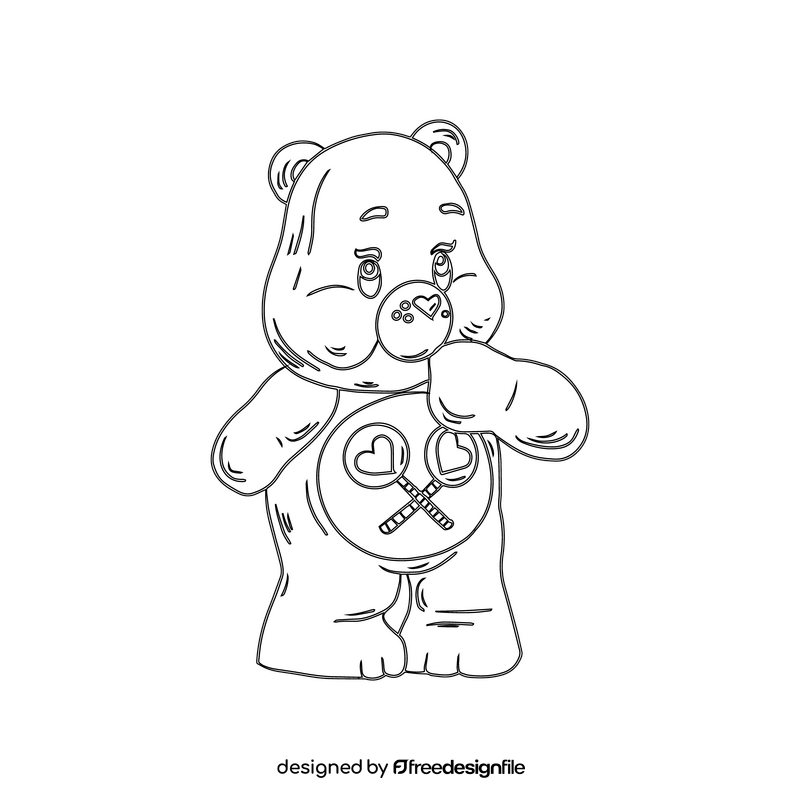 Care bears black and white clipart