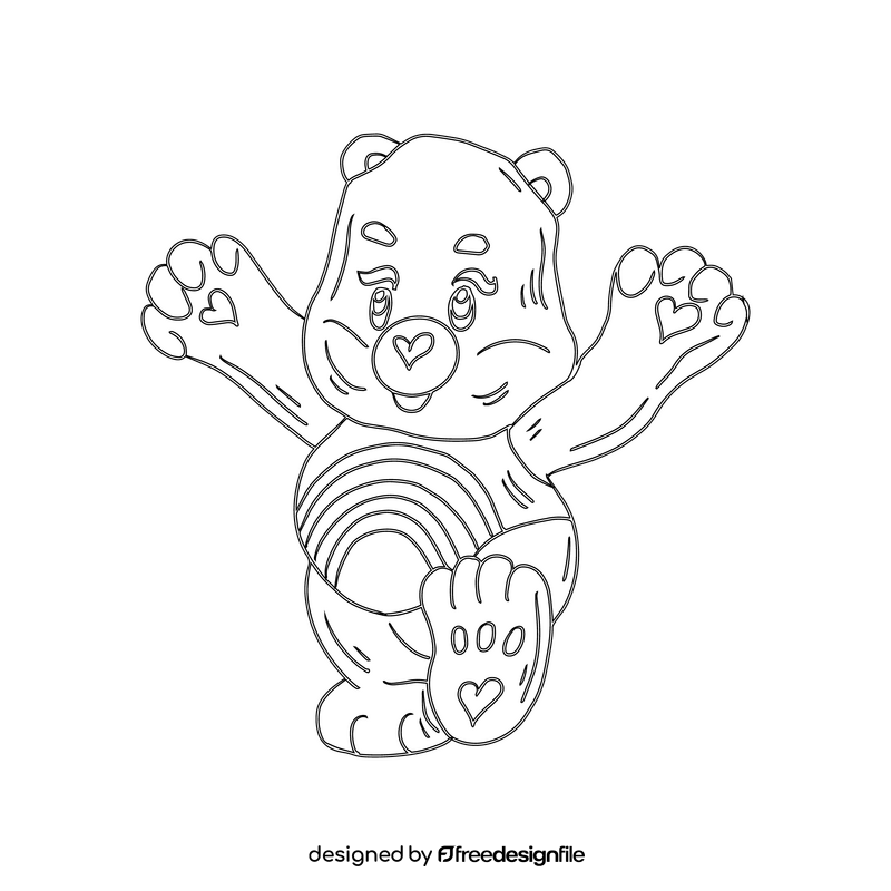 Care bears toy black and white clipart