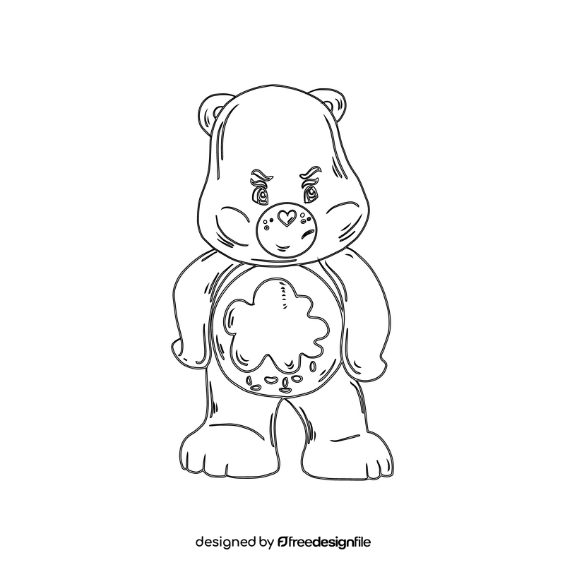 Care bears toy black and white clipart