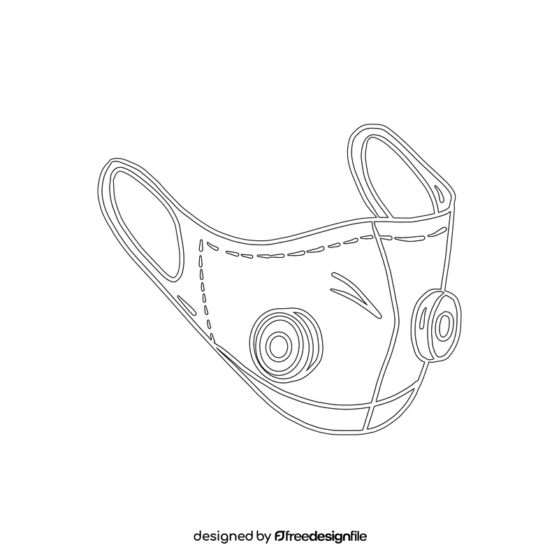 Face mask respirator black and white clipart