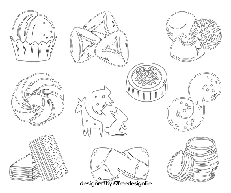 Biscuits, cookies black and white vector