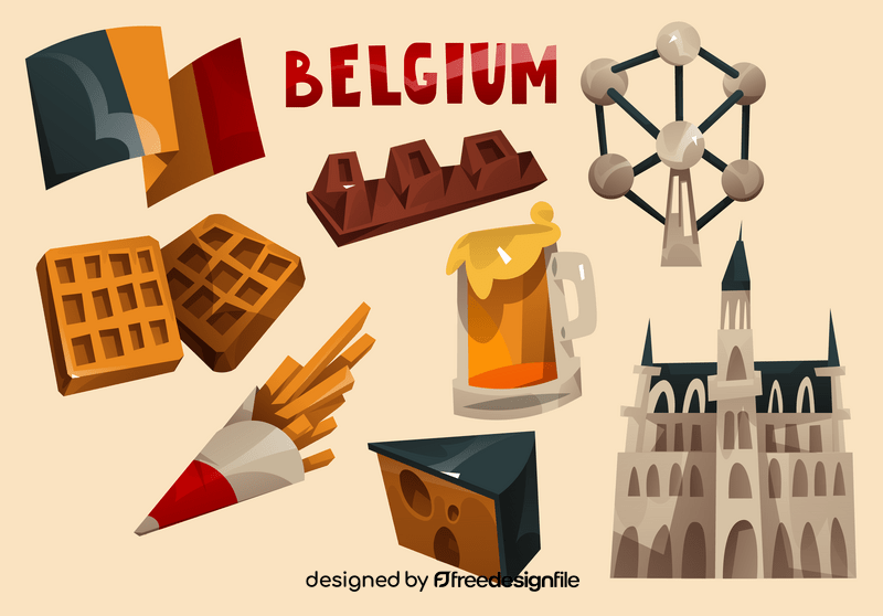 Belgium icon set vector