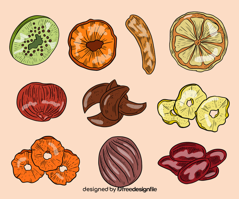 Dried fruits vector