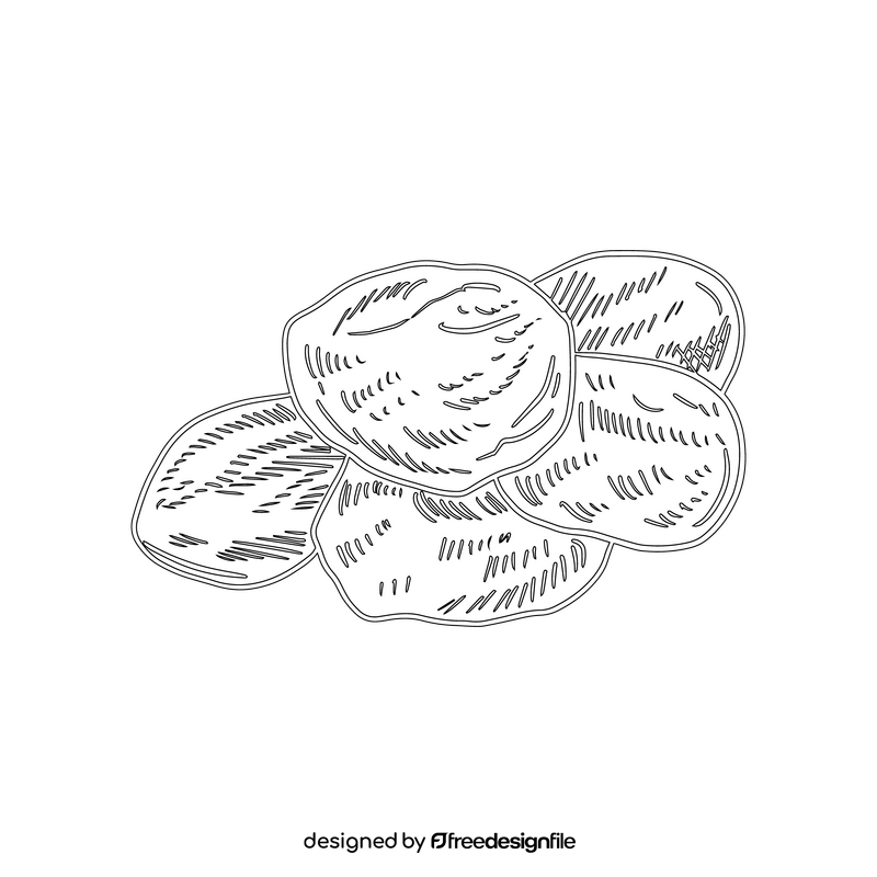 Dried apricot slices black and white clipart