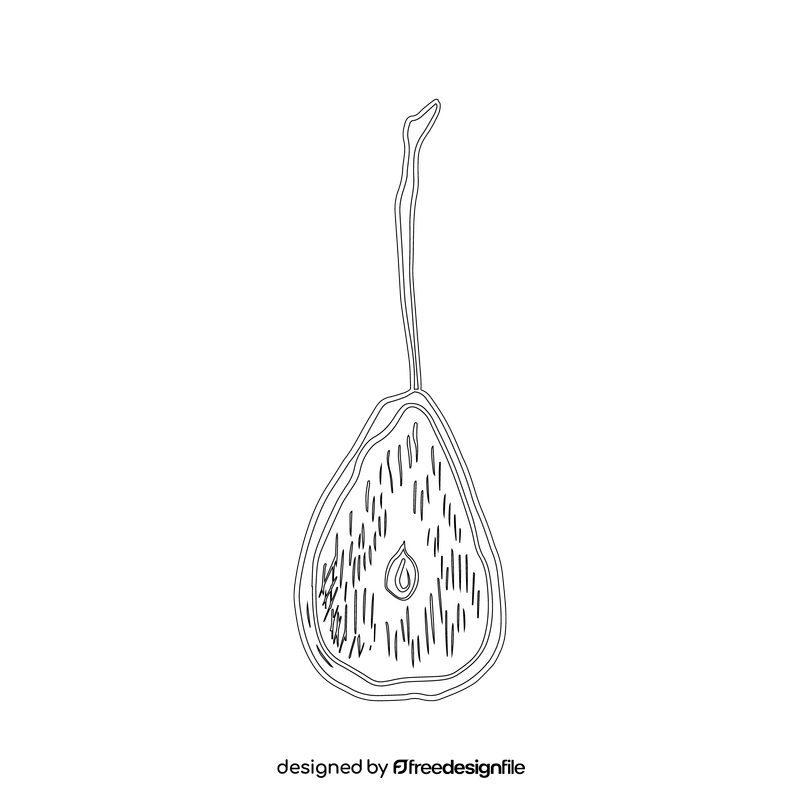 Dried pear slice black and white clipart