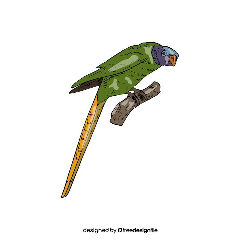 Green parrot with red beak clipart