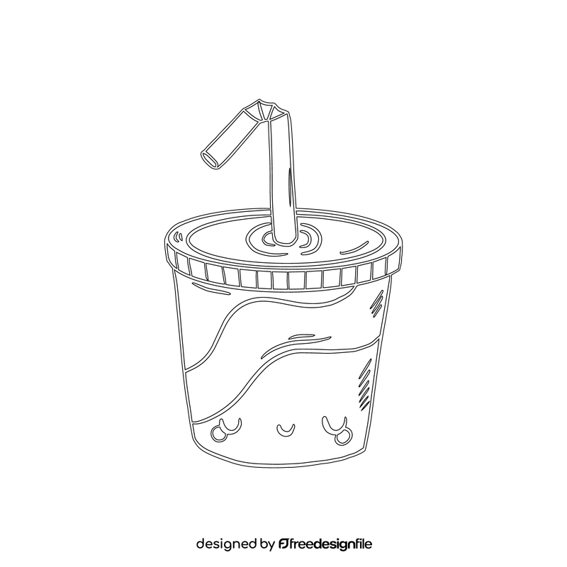 Kawaii drink black and white clipart