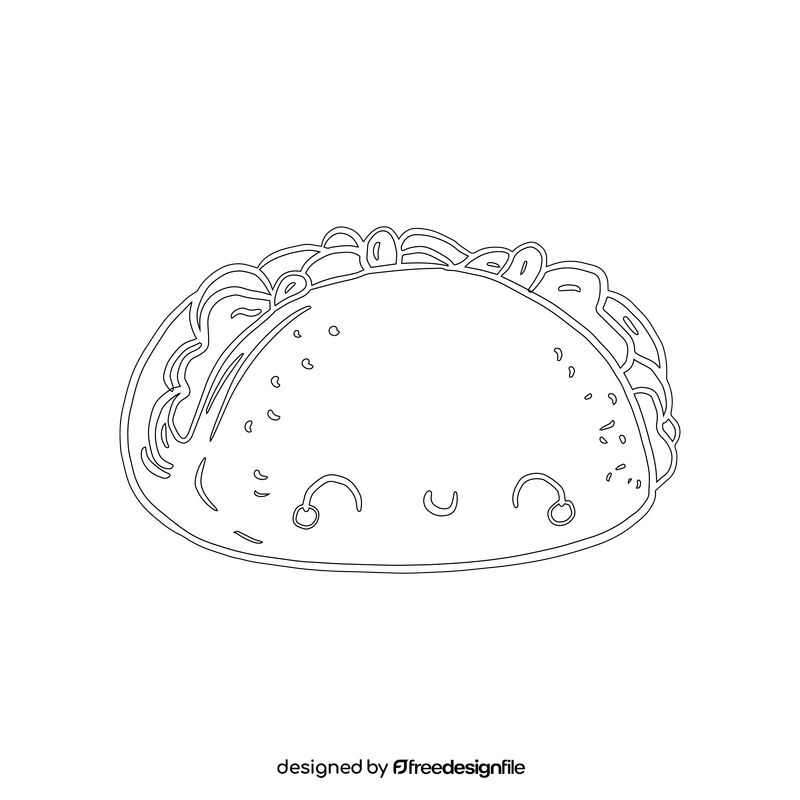 Kawaii sandwich black and white clipart