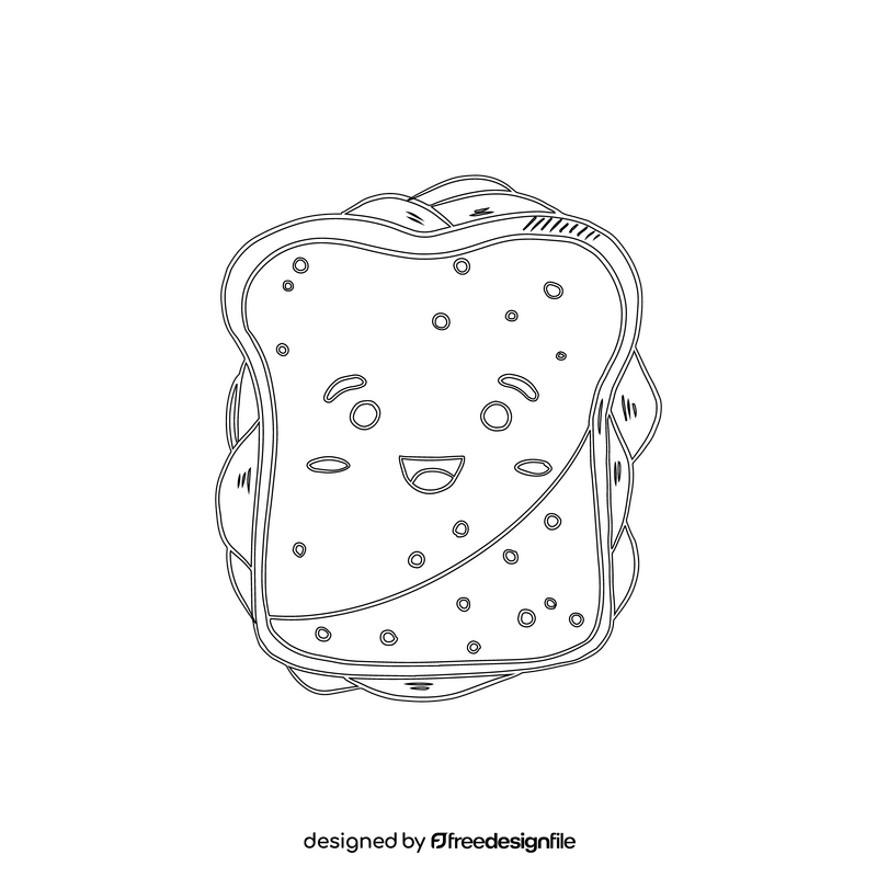 Kawaii sandwich black and white clipart