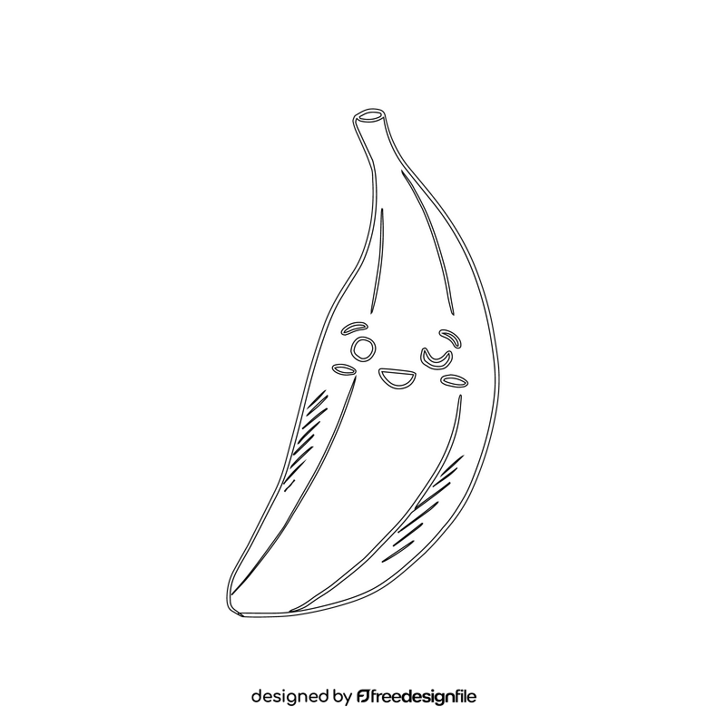 Kawaii banana black and white clipart