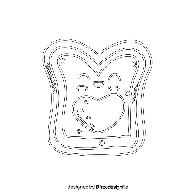 Kawaii sandwich black and white clipart