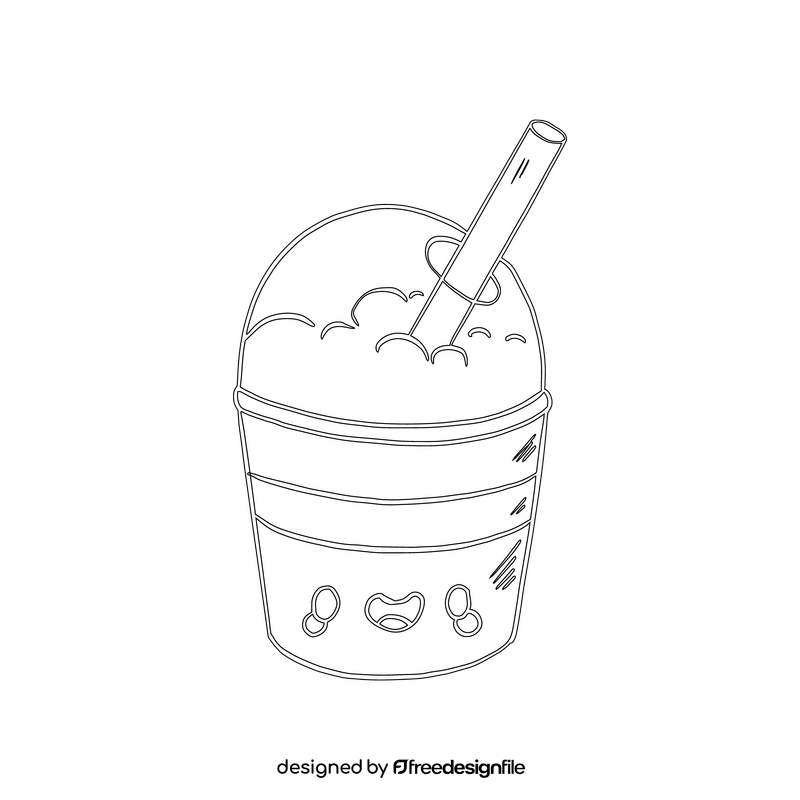 Kawaii cocktail black and white clipart