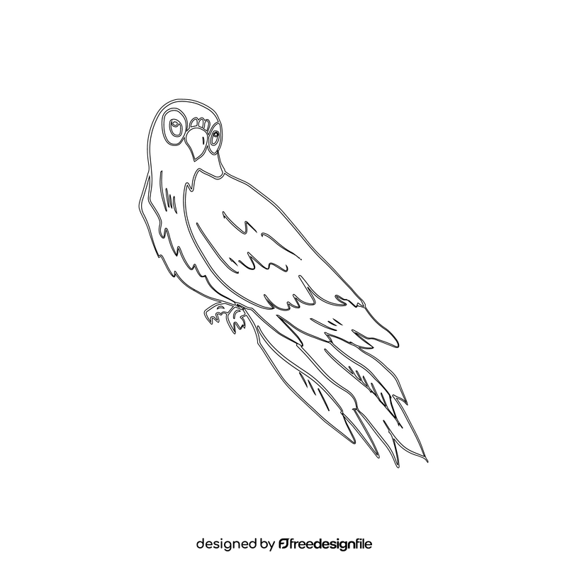 Blue parrot black and white clipart