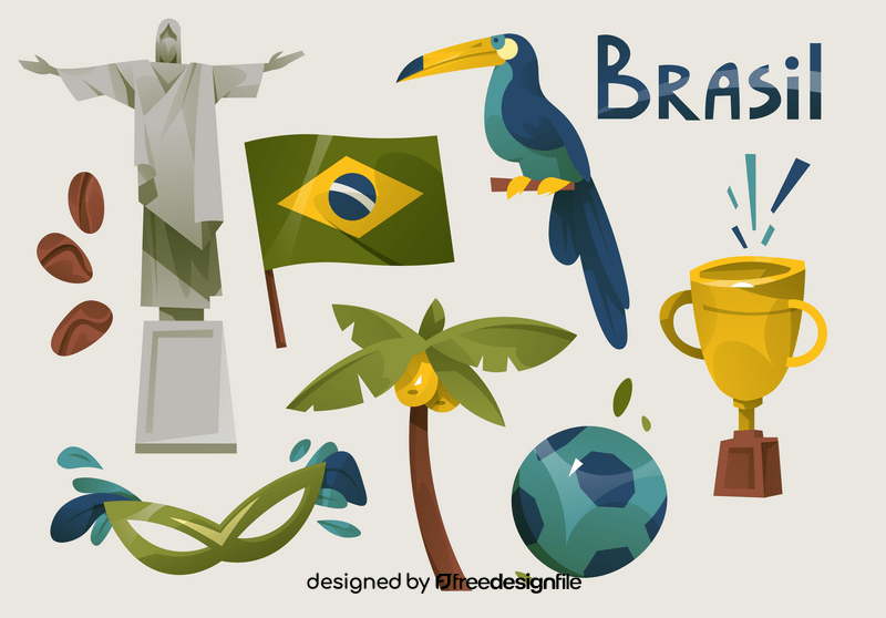 Brazil icon set vector