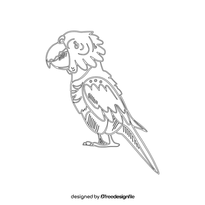 Parrot black and white clipart