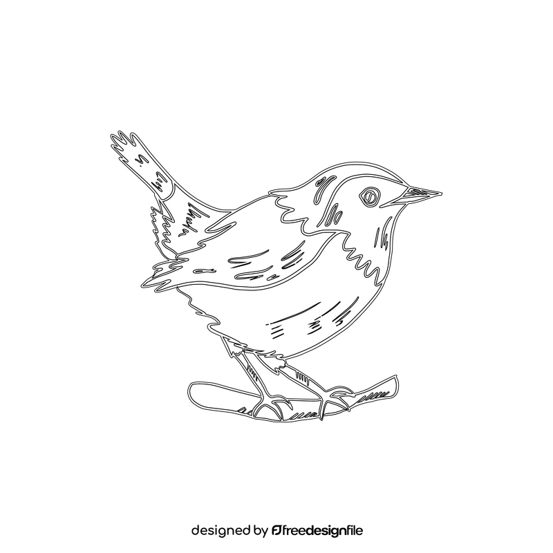 Warbler bird black and white clipart