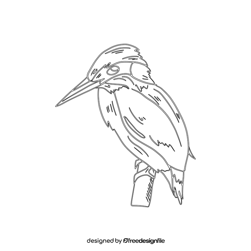 Kingfisher bird black and white clipart