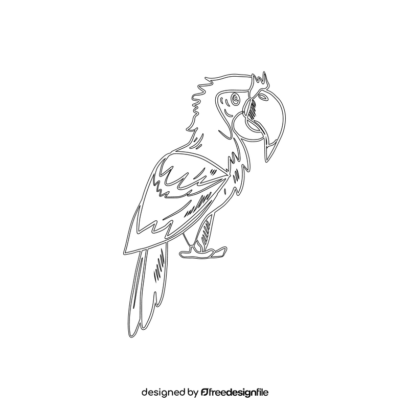 Parrot black and white clipart