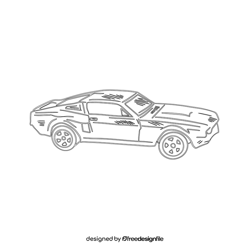 Coupe car black and white clipart