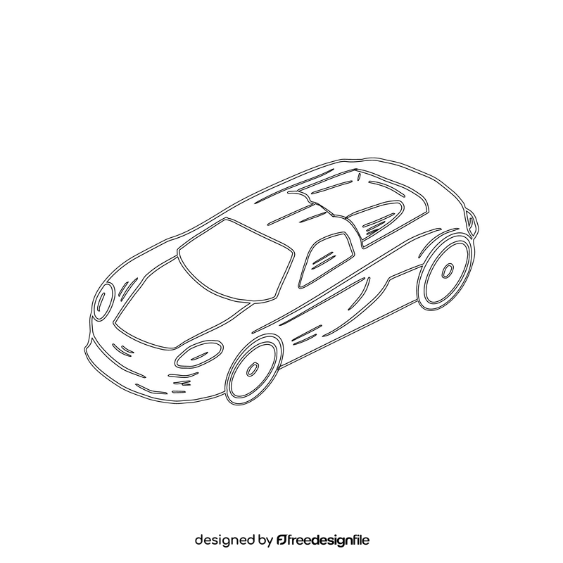 Coupe car black and white clipart