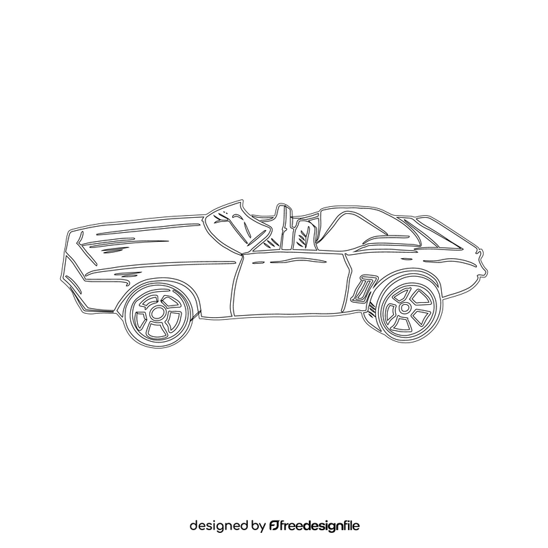 Cabriolet car black and white clipart