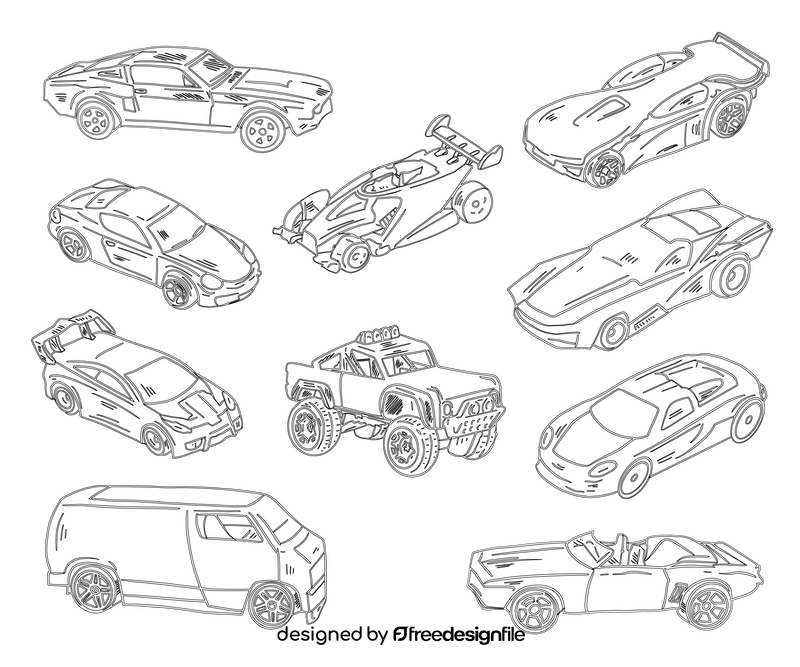 Cars black and white vector