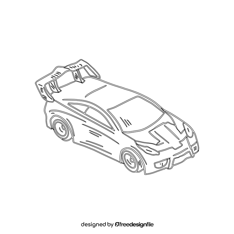 Sports car black and white clipart