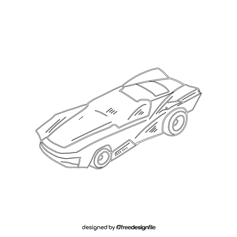 Sports car black and white clipart