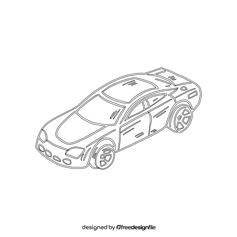 Sedan car black and white clipart