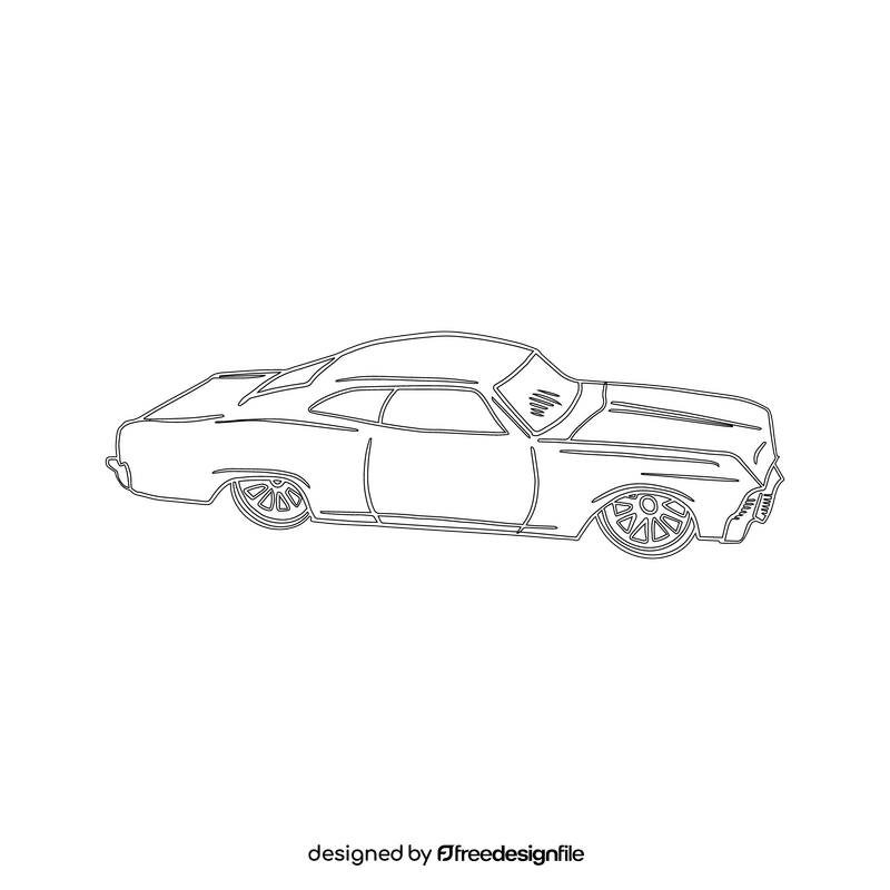 Coupe car black and white clipart