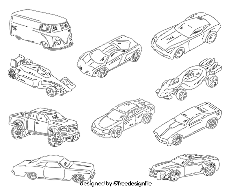 Cars black and white vector