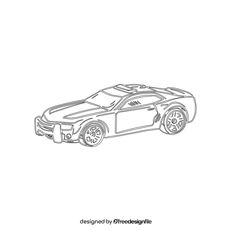 Coupe car black and white clipart