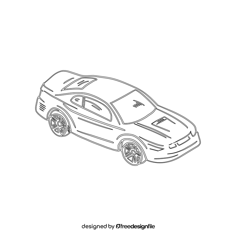 Coupe car black and white clipart