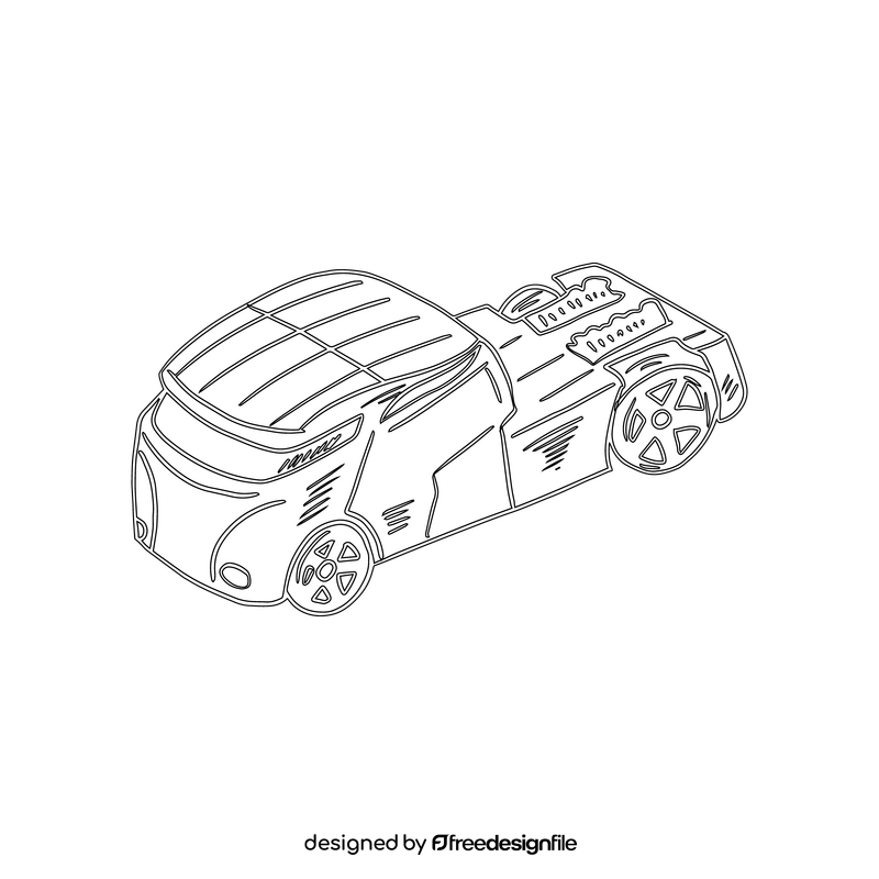 Pickup car black and white clipart