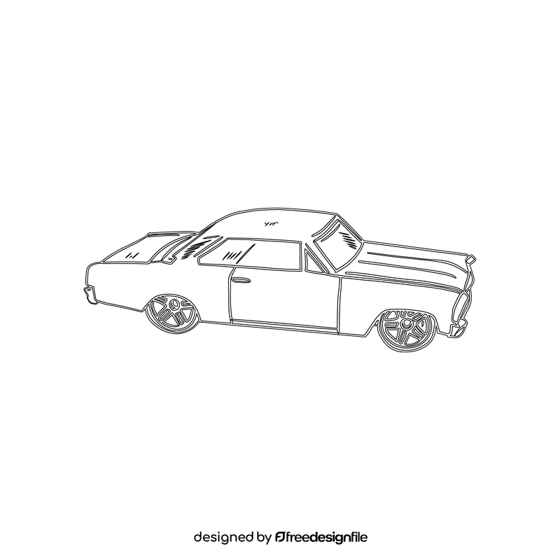 Vintage car black and white clipart