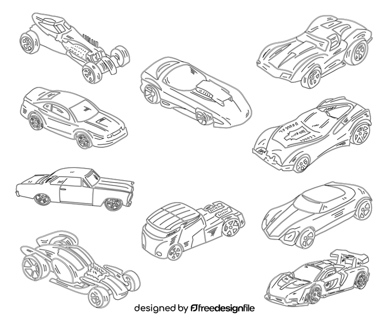 Cars black and white vector