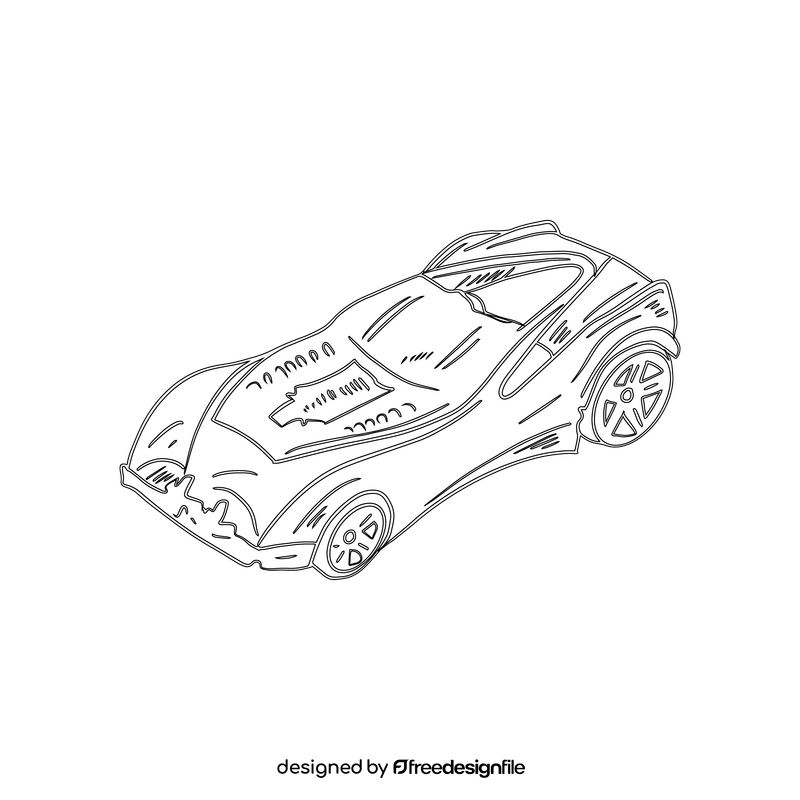 Sport car black and white clipart