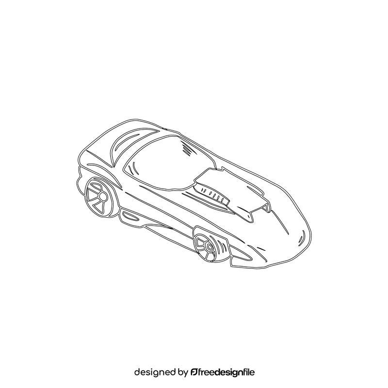 Sports car black and white clipart