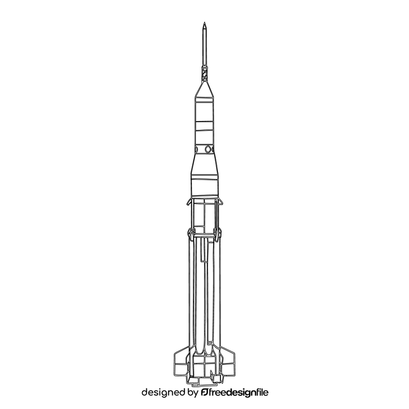 Astronomy space rocket black and white clipart