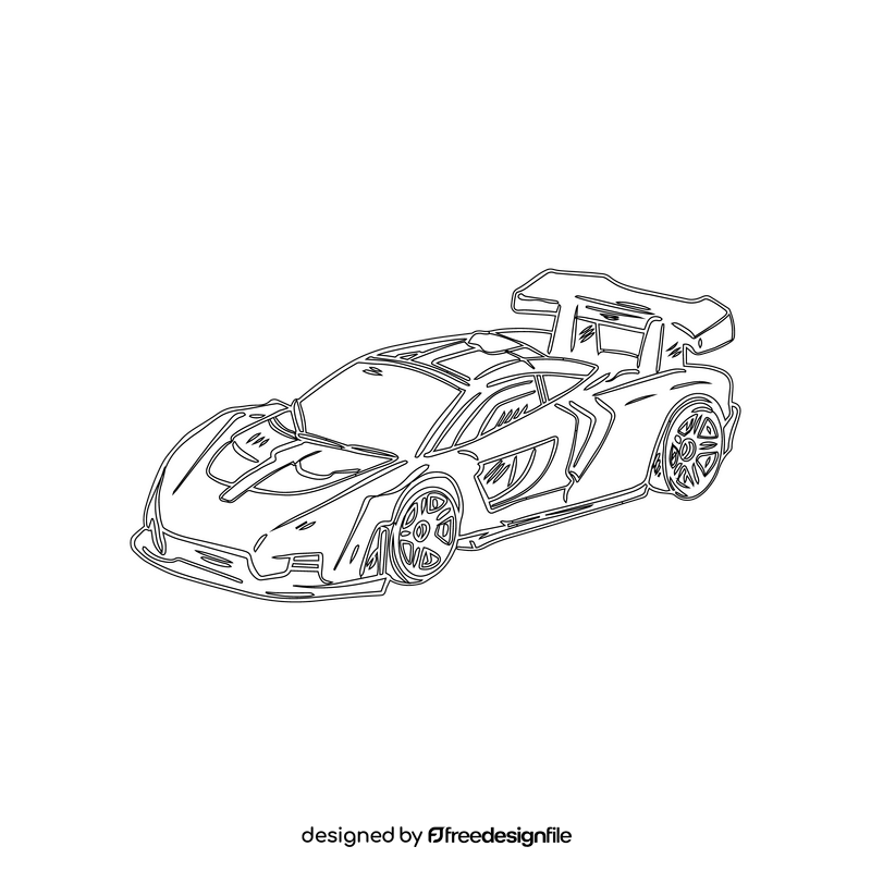 Racing car black and white clipart