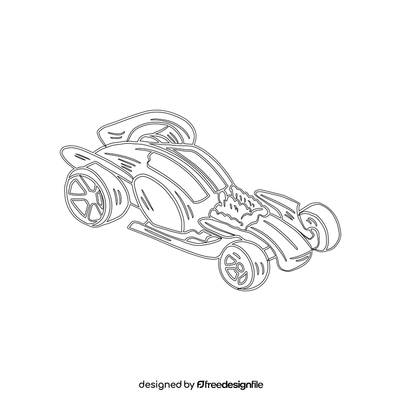 Racing car black and white clipart