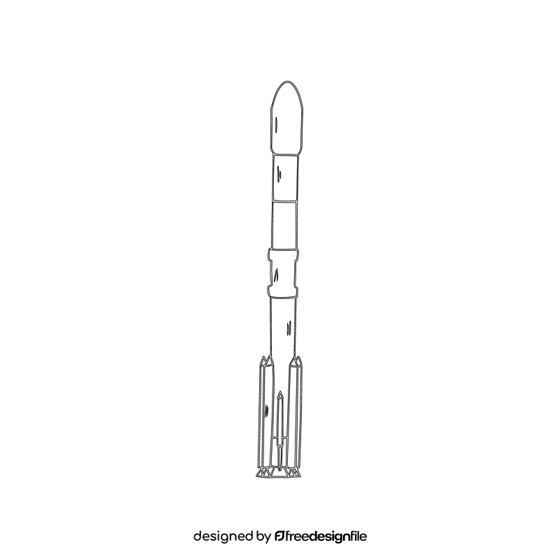 Rocket cartoon black and white clipart