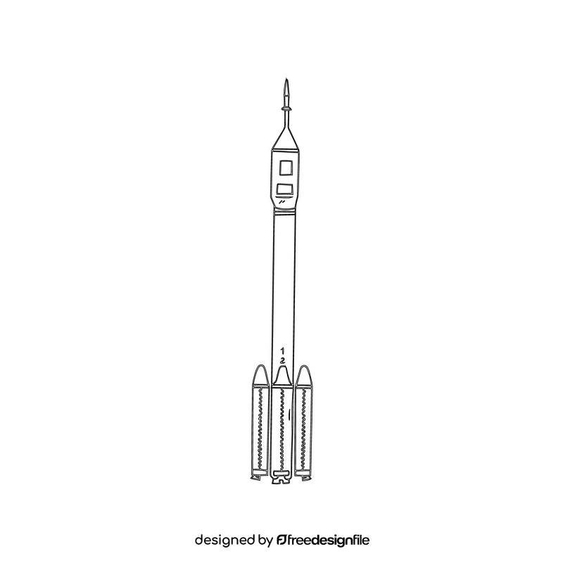 Long rocket black and white clipart