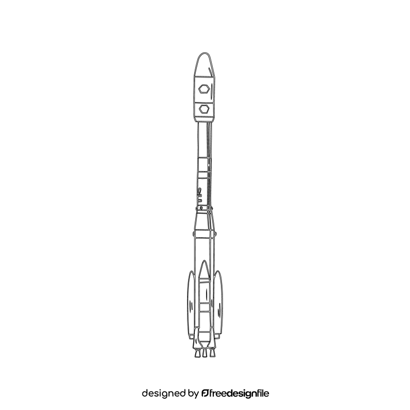 Long space rocket black and white clipart