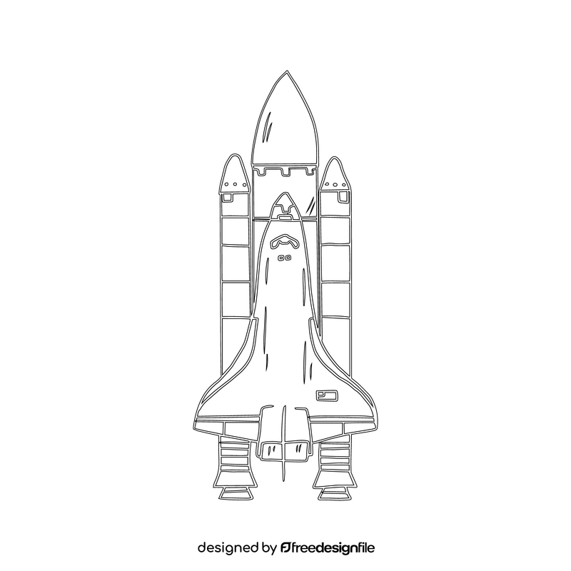 Rocket cartoon black and white clipart