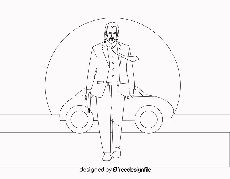 John Wick drawing black and white vector