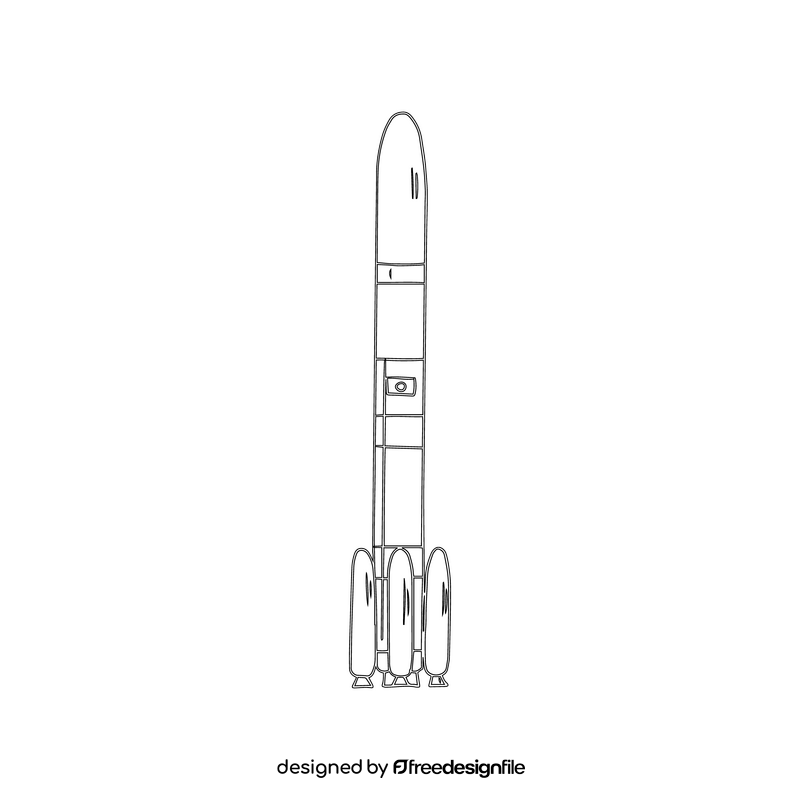 Space rocket cartoon black and white clipart