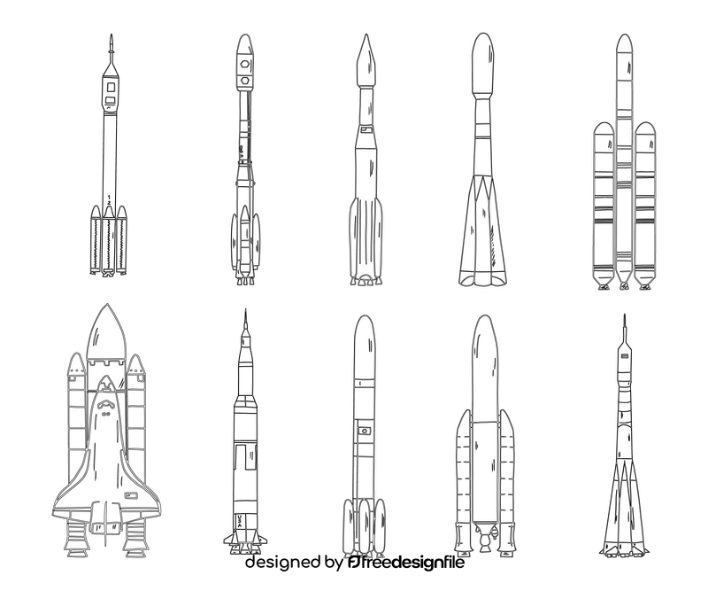 International Space Rockets black and white vector