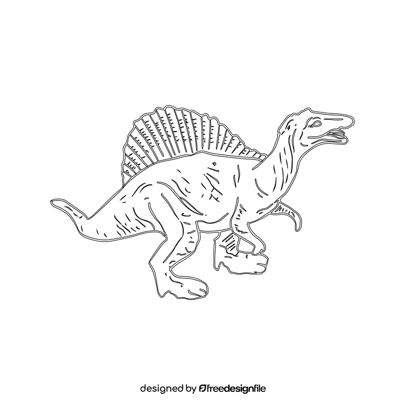 Cute spinosaurus dinosaur black and white clipart