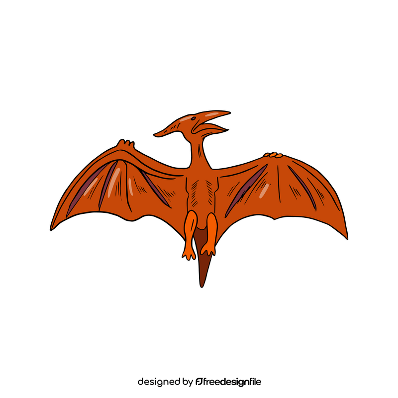 Orange pterodactyl dinosaur clipart